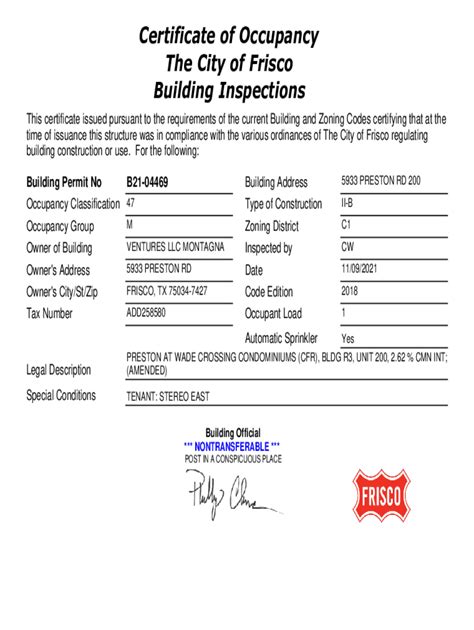 etrakit frisco|city of frisco certificate of occupancy.